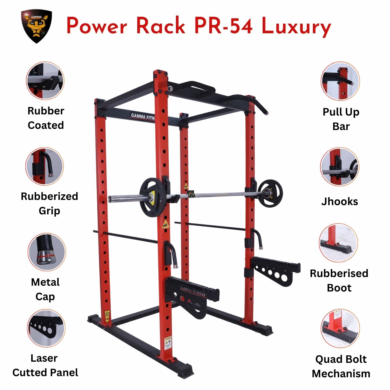 Power Squat Rack PR-54 Lx Commercial Made With Latest Laser Cut Technology For Commercial Gym or Home Gym Setup